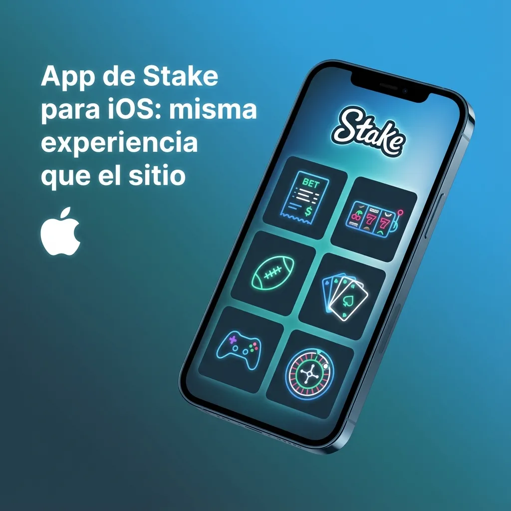 Pantallas de la app de Stake en un iPhone, mostrando apuestas deportivas y casino, similar al sitio web.