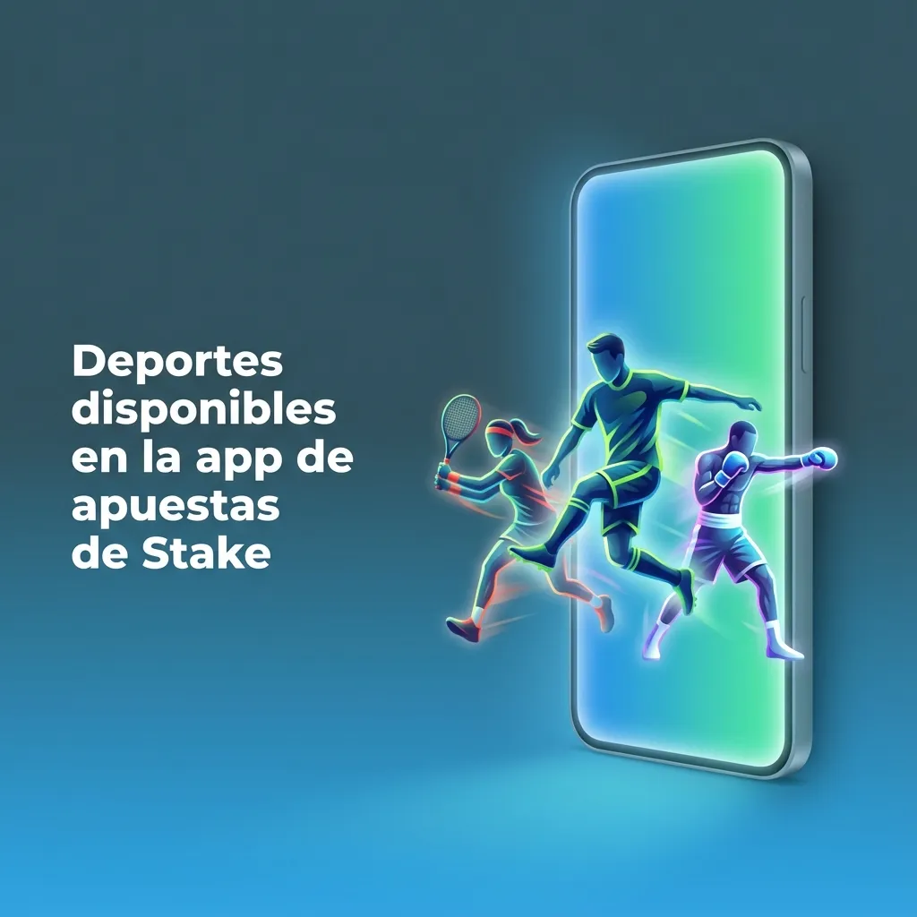 Pantalla de la app de apuestas Stake mostrando iconos de fútbol, tenis, básquet, eSports y otros deportes disponibles