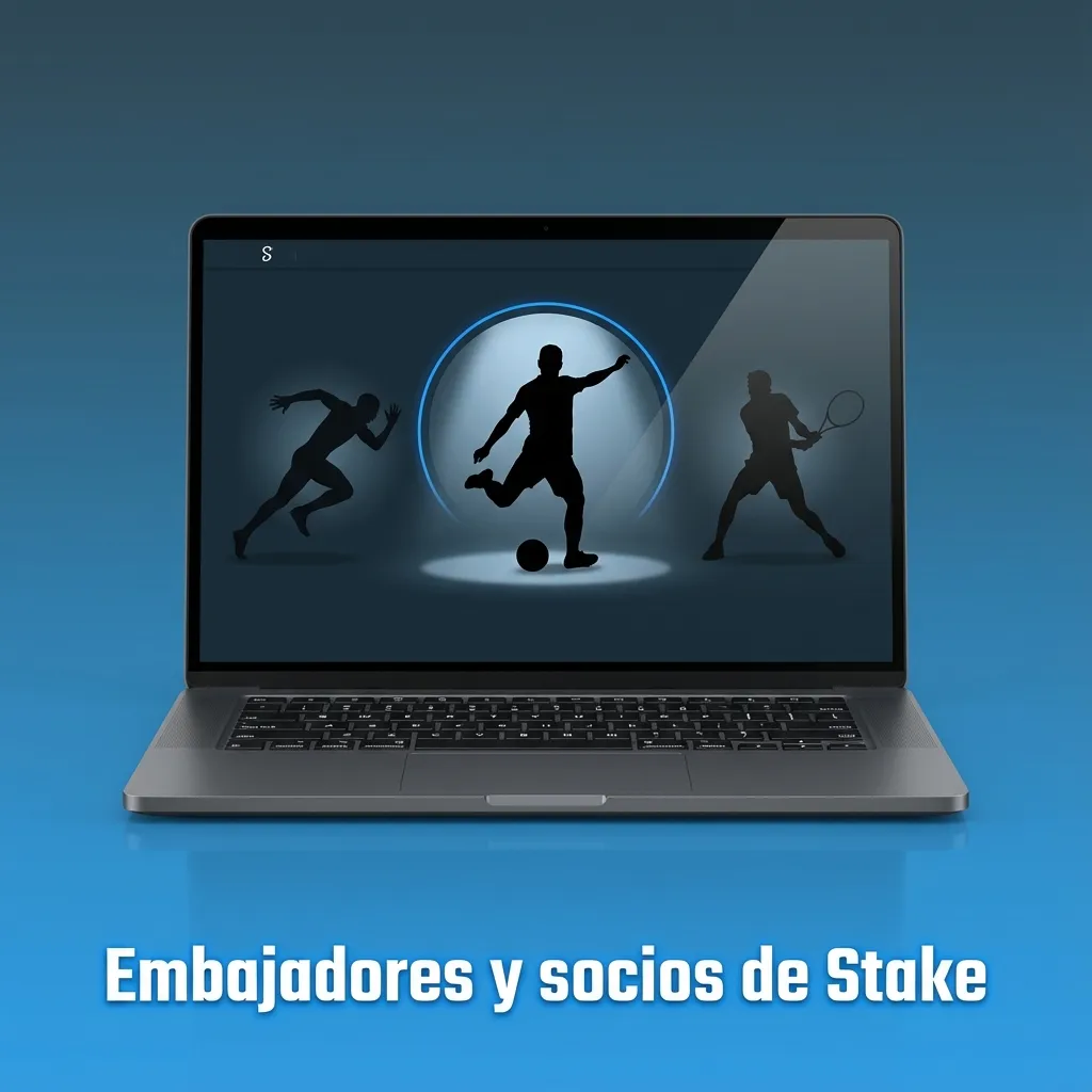 Collage de embajadores Stake: futbolistas, peleadores de MMA y streamers rodeados de logotipos y colores corporativos.