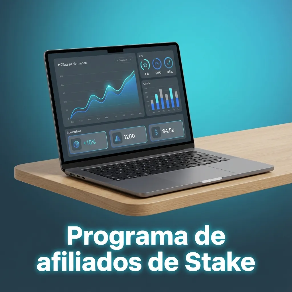 Banner del programa de afiliados de Stake con beneficios, comisiones y panel de seguimiento para creadores de contenido