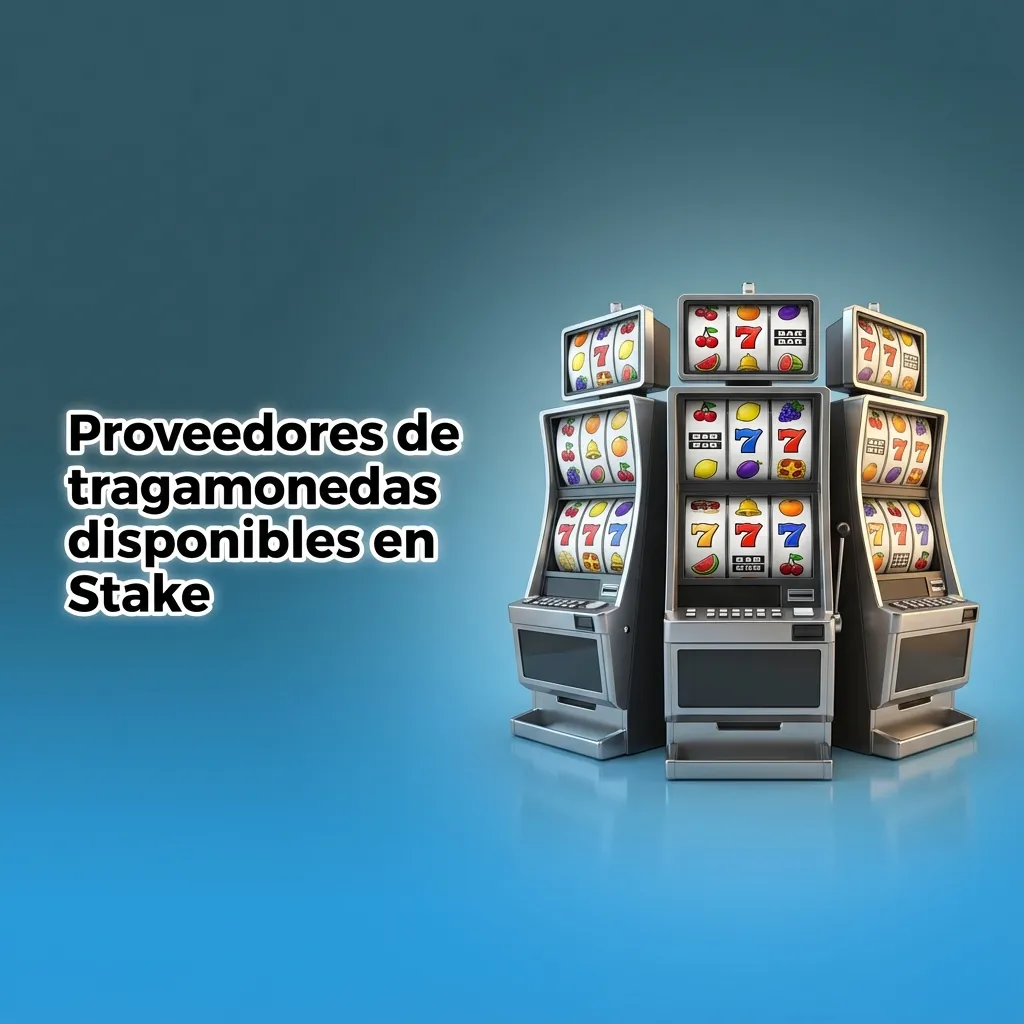 Imagen de Stake mostrando logos de múltiples proveedores de tragamonedas populares y variedad de juegos disponibles