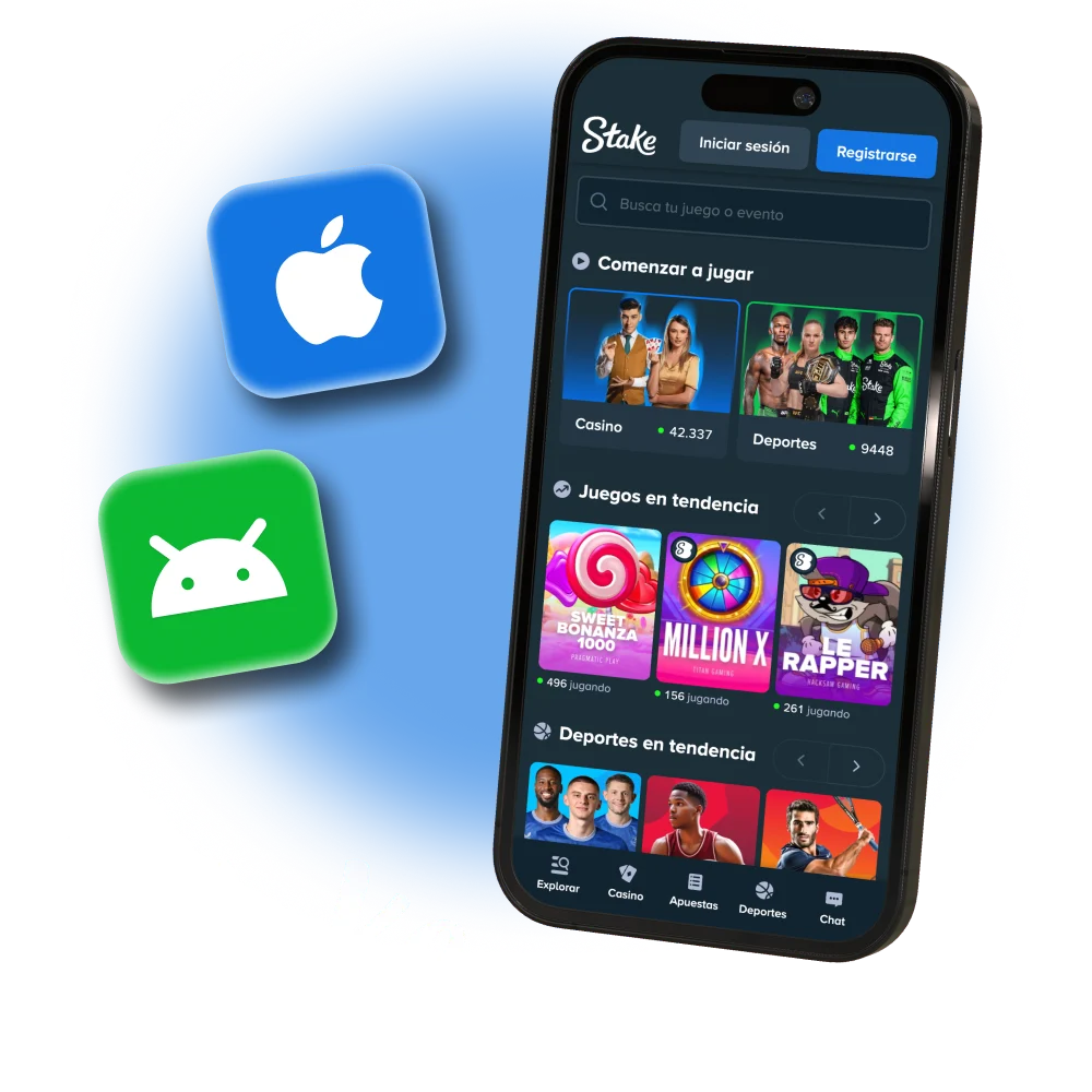 Descargá la app oficial de Stake y jugá casino y apuestas online desde tu celular.