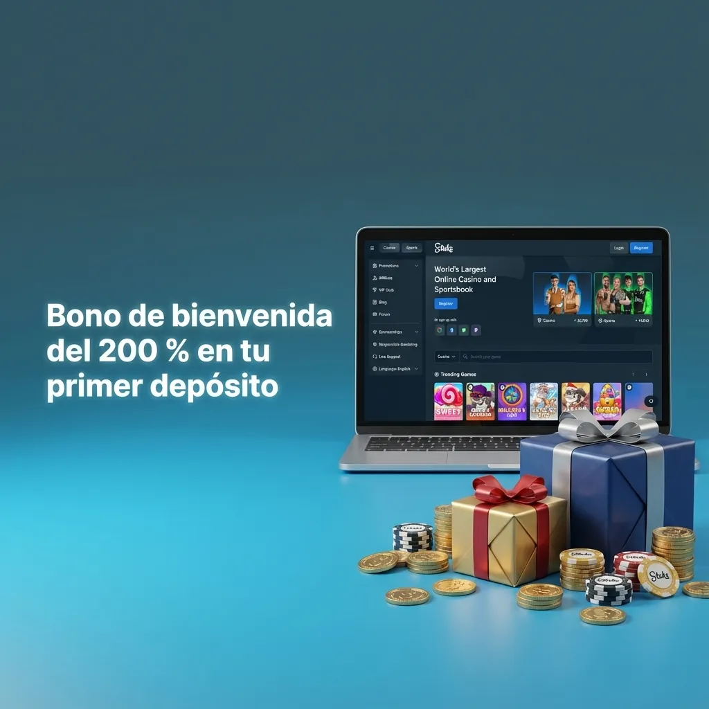 Banner en español que anuncia bono de bienvenida del 200 % en primer depósito para nuevos usuarios de Argentina
