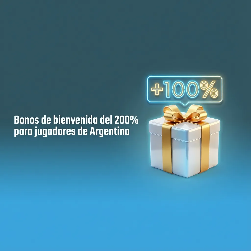 Banner con texto “Bono de bienvenida 200%” para jugadores de Argentina, con iconos de apuestas deportivas y casino online