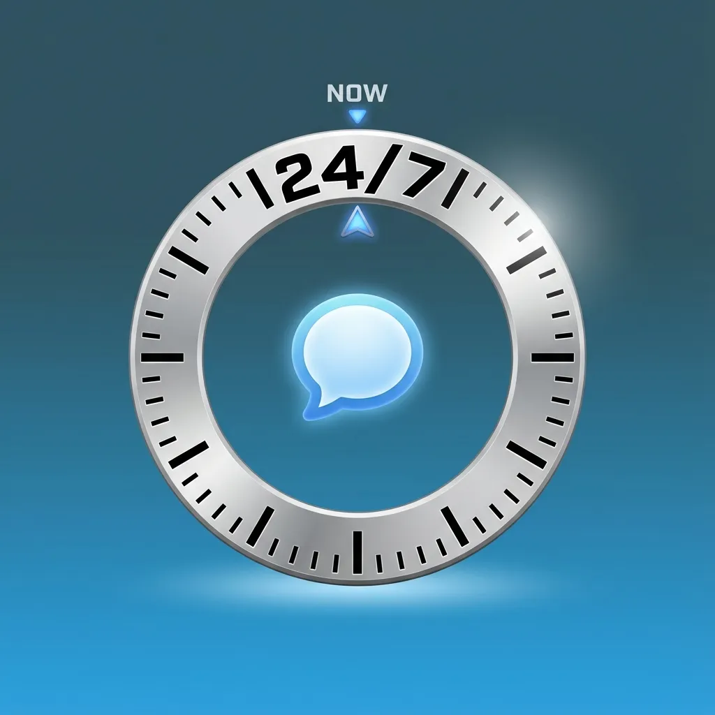 Ilustración de usuario en sitio web usando chat en vivo 24/7 para soporte inmediato en español e inglés