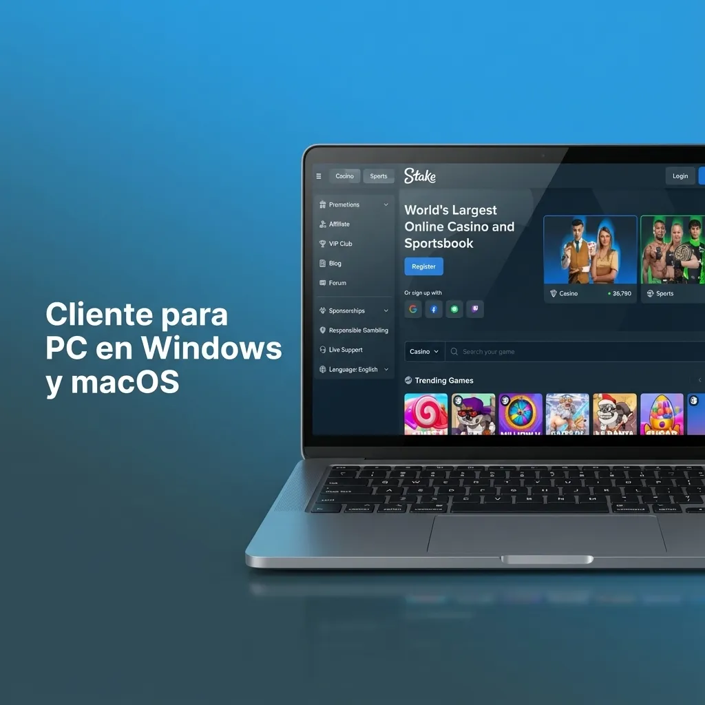 Mensaje informativo en pantalla sobre usar apuestas deportivas y casino online desde navegador en Windows y macOS.