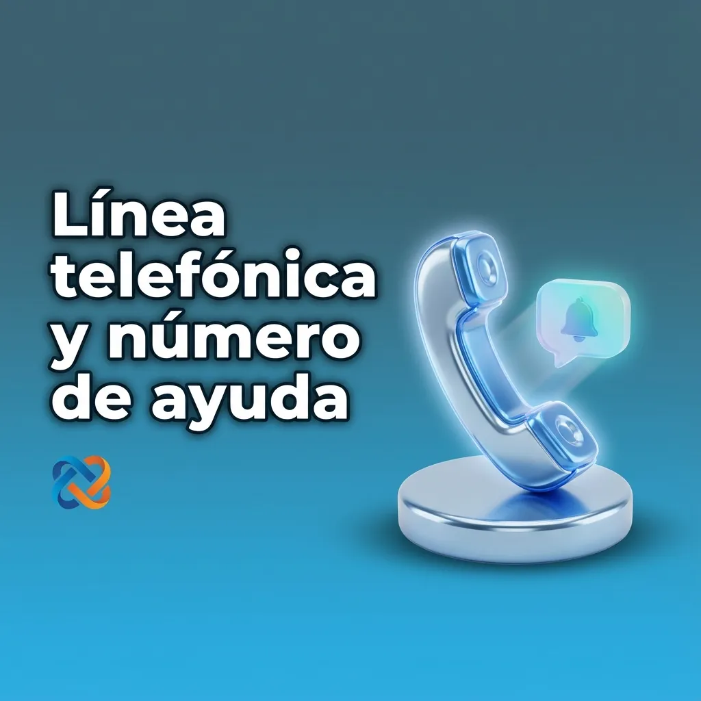 Ilustración de un teléfono con ícono de ayuda, destacando número de soporte al cliente para consultas urgentes