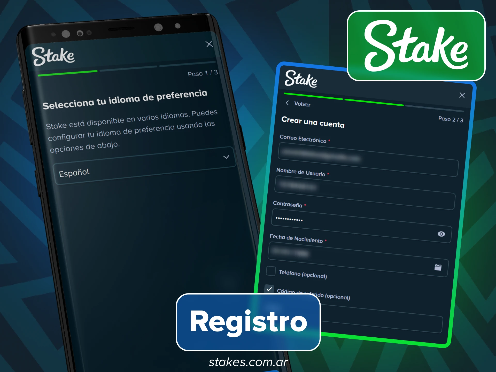 Completa el registro de tu nueva cuenta desde la aplicación oficial de Stake Argentina.