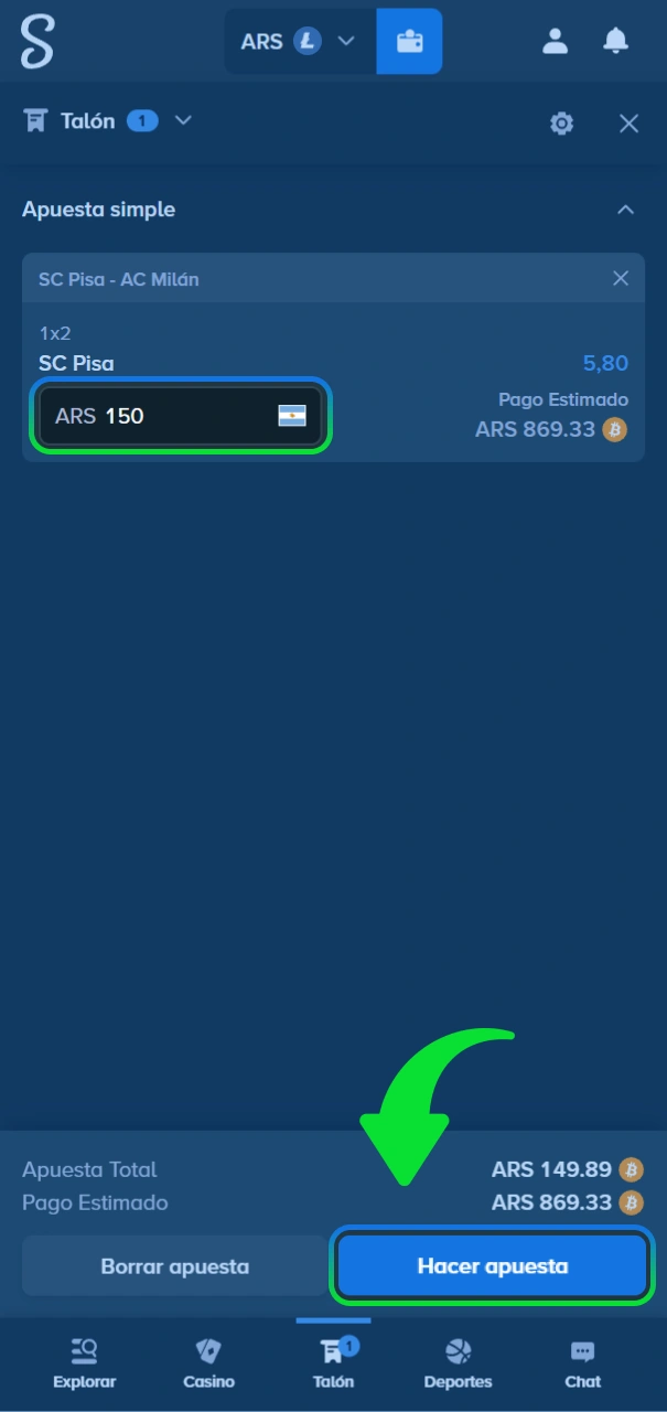 Confirma tu apuesta deportiva en el sitio oficial de Stake.