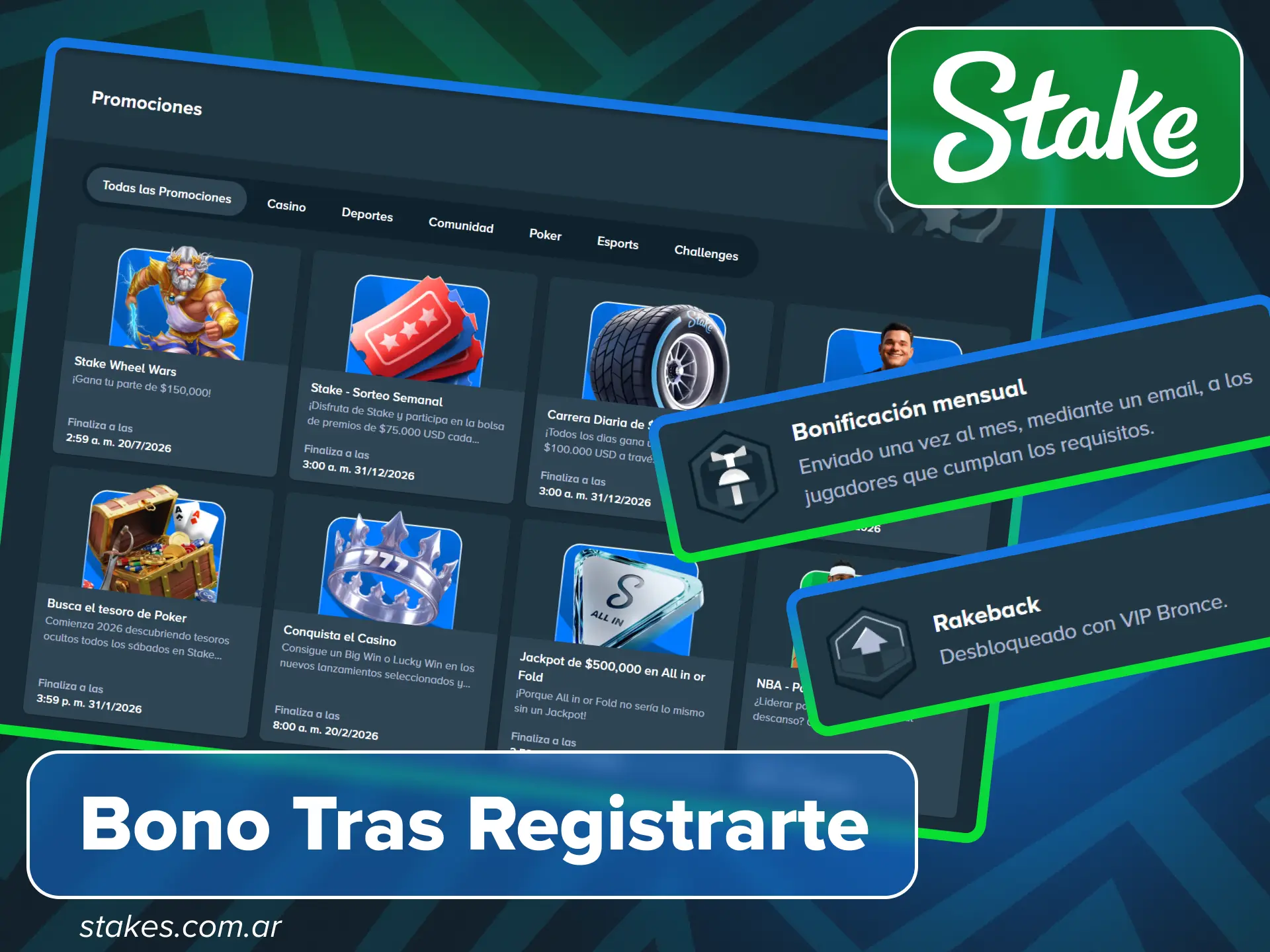 Recibe el bono de bienvenida en el sitio oficial Stake.