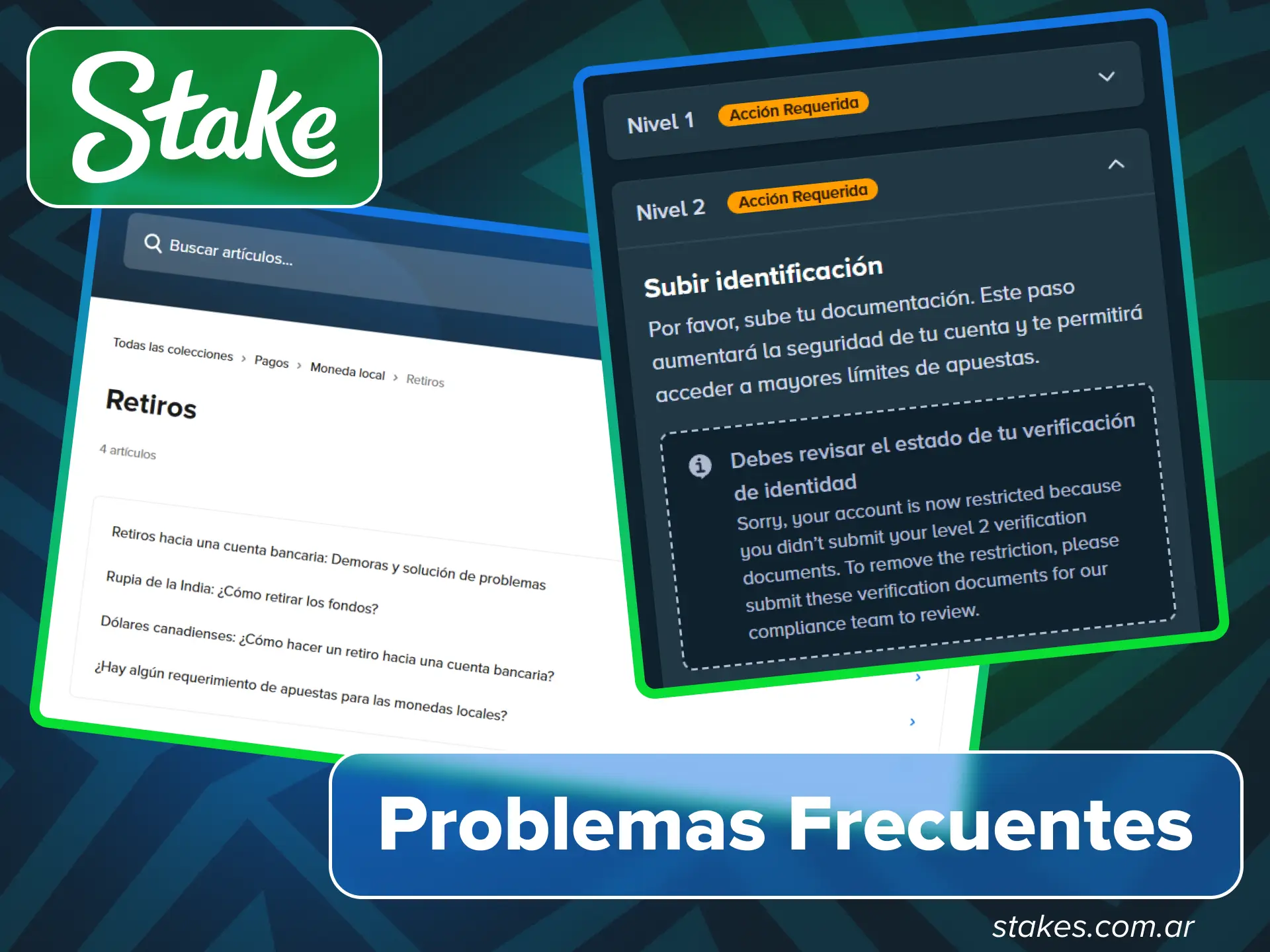 Lee las condiciones de retiro en sitio oficial de Stake.