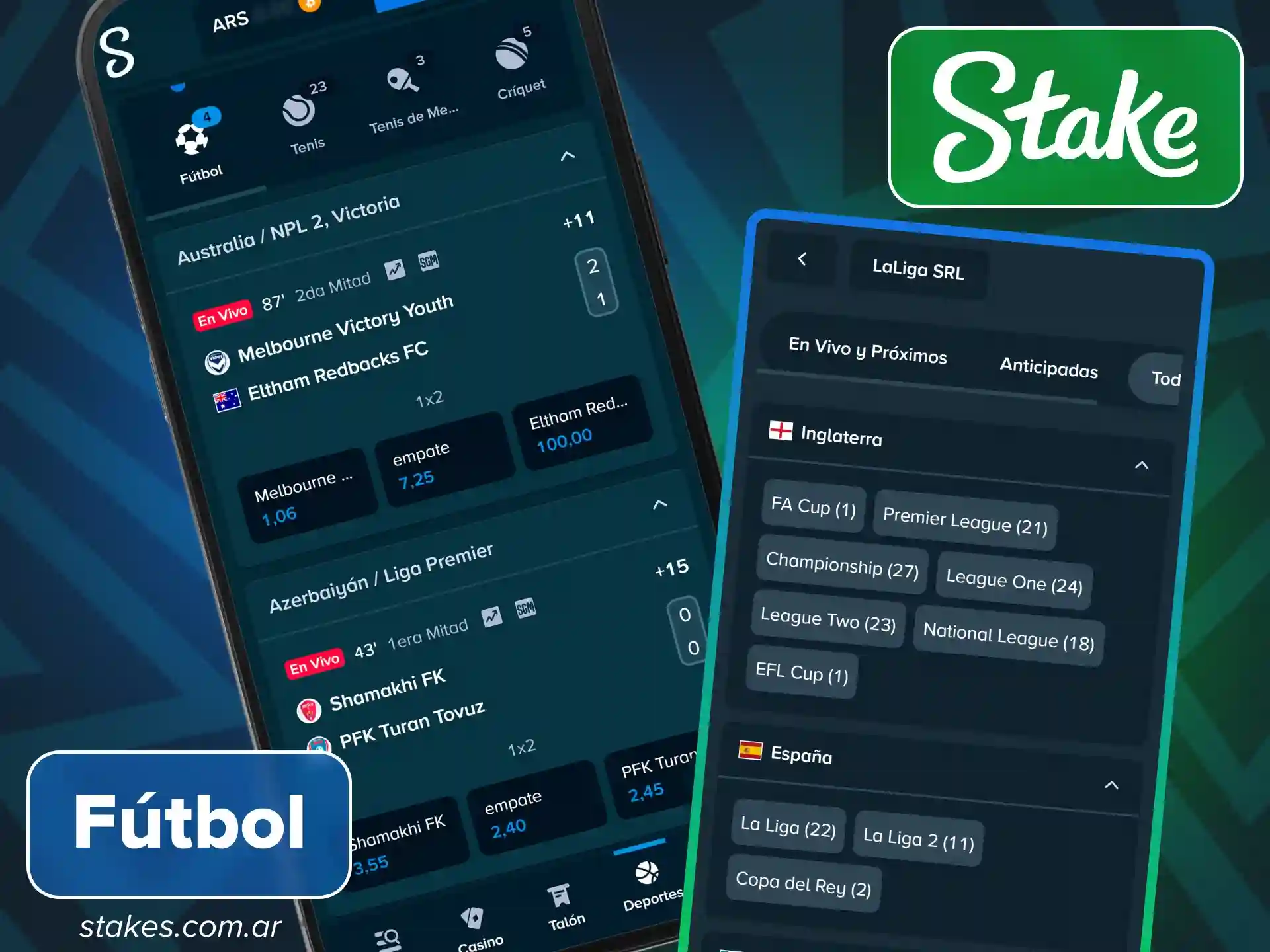 Apuesta en las mejores ligas de fútbol y torneos internacionales en el sitio oficial Stake Argentina.