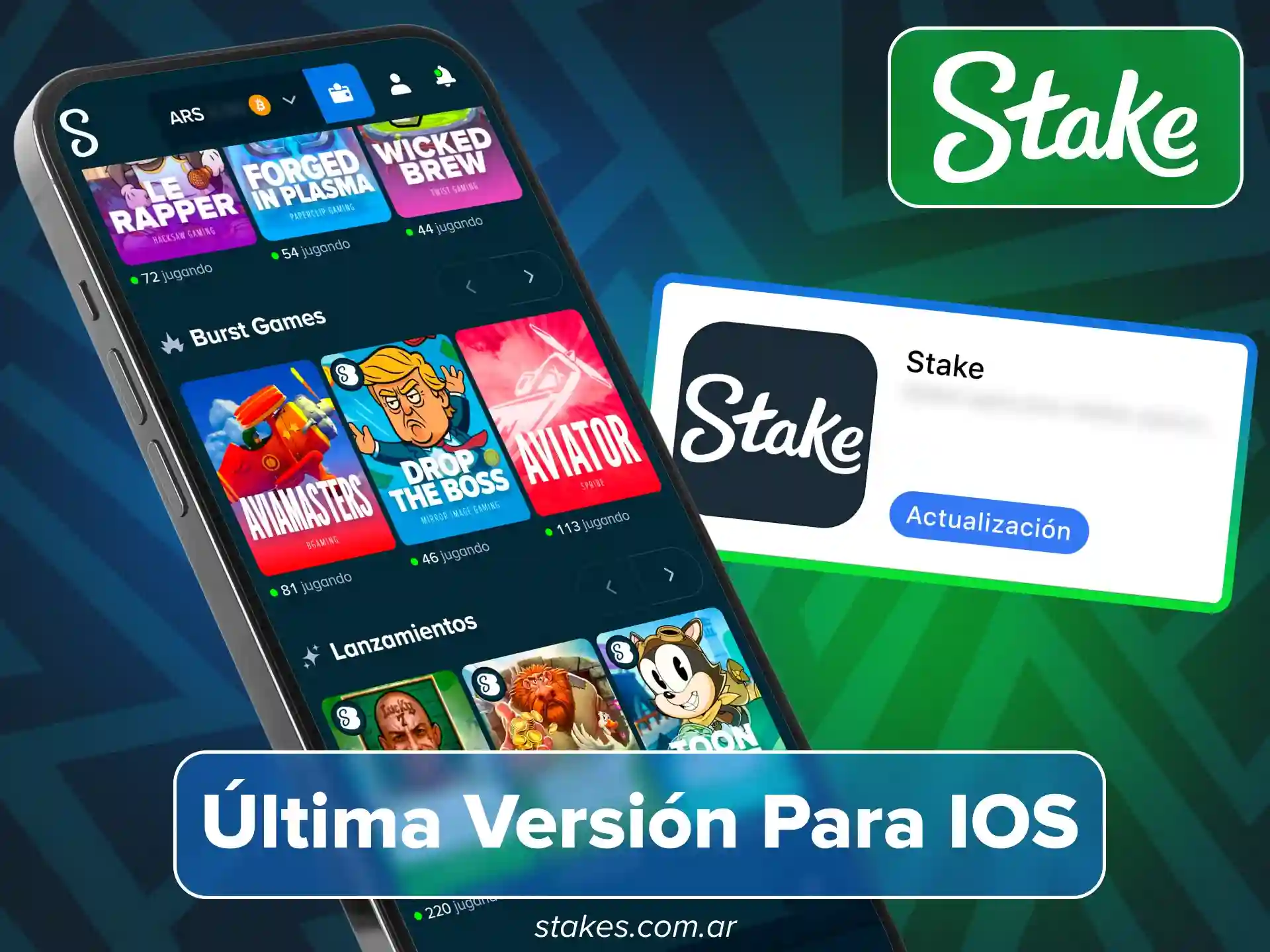 Descarga la última versión actualizada de la aplicación oficial de Stake Argentina para iPhone y iPad.