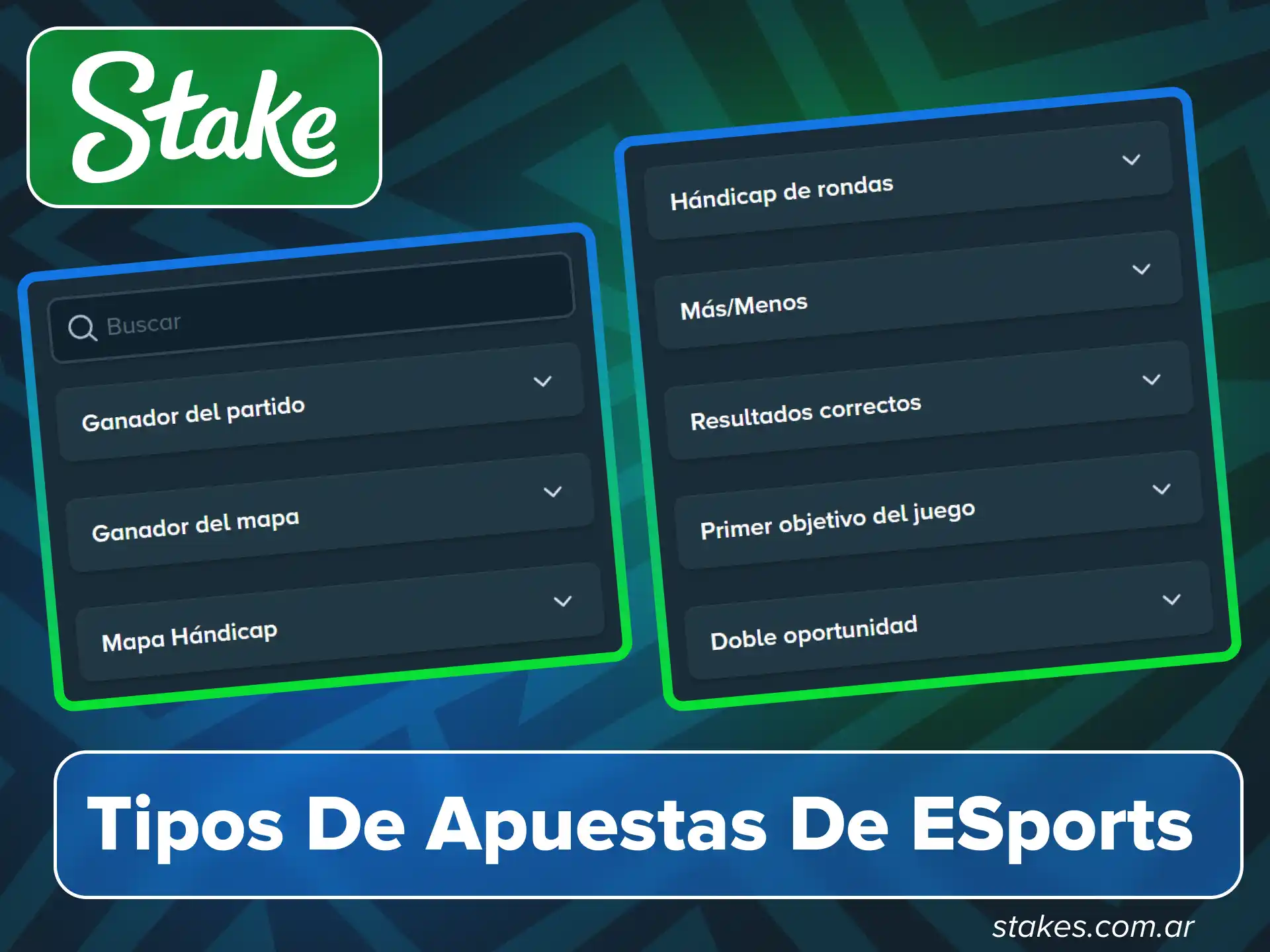 Elige tipos de apuestas en el sitio oficial de Stake.