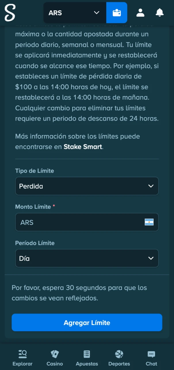 Configura tus límites para mantener el control en los juegos de Stake.