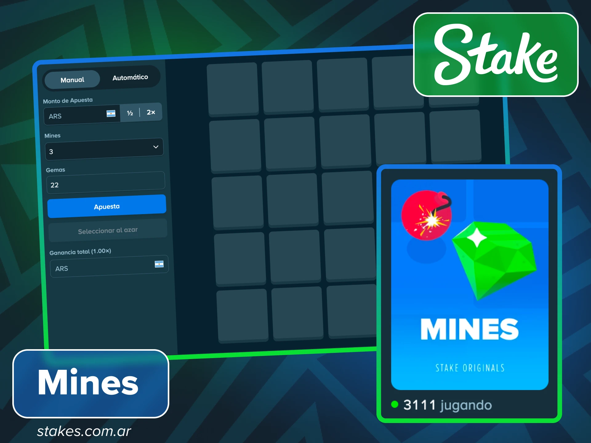 Diviértete con el juego Mines de Stake Originals y descubre los premios.