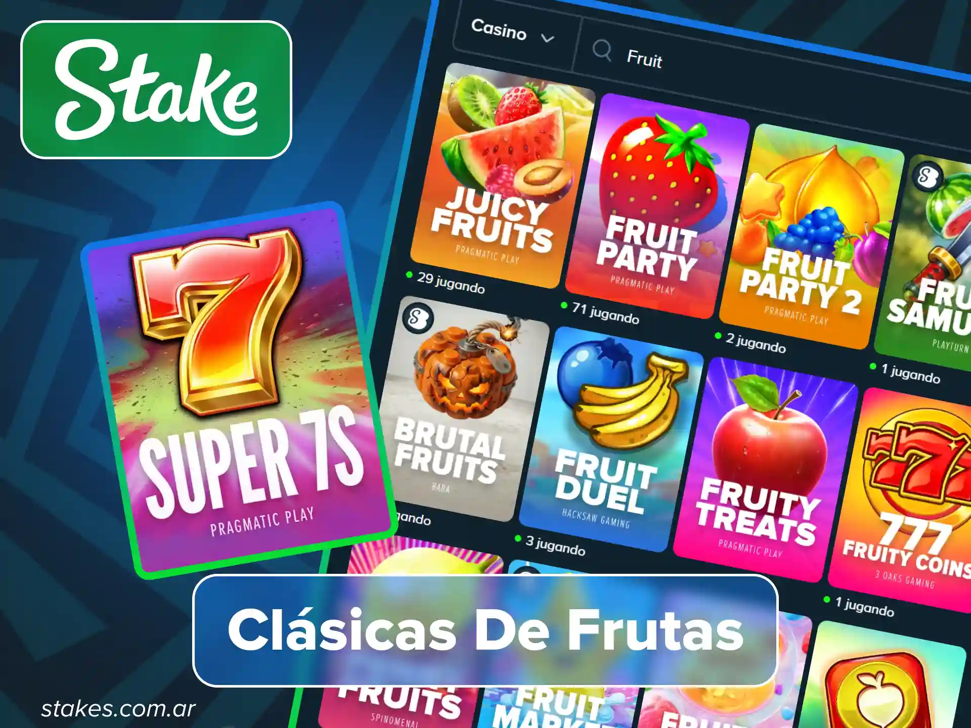 Prueba slots de frutas en el sitio oficial de Stake.