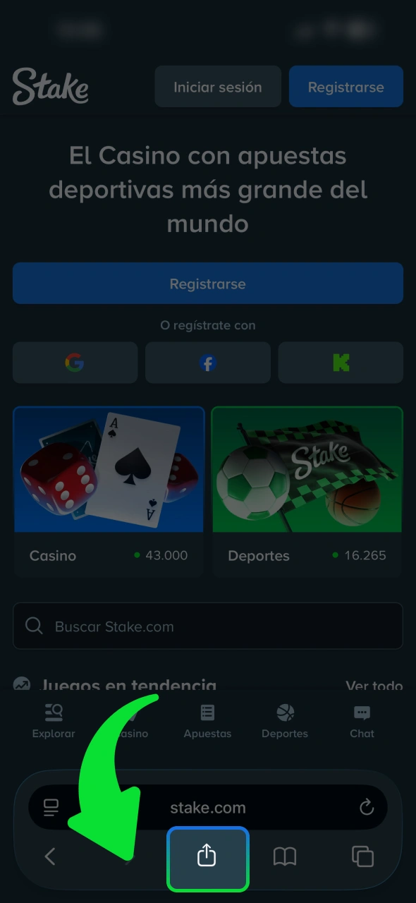 Plataforma OpenStake en Safari, tu navegador.